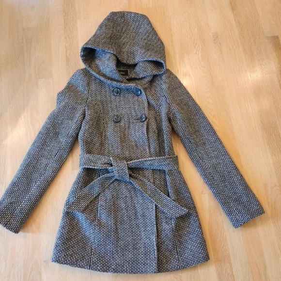 Le Chateau Grey hooded shawl dress winter coat - Picture 3 of 7